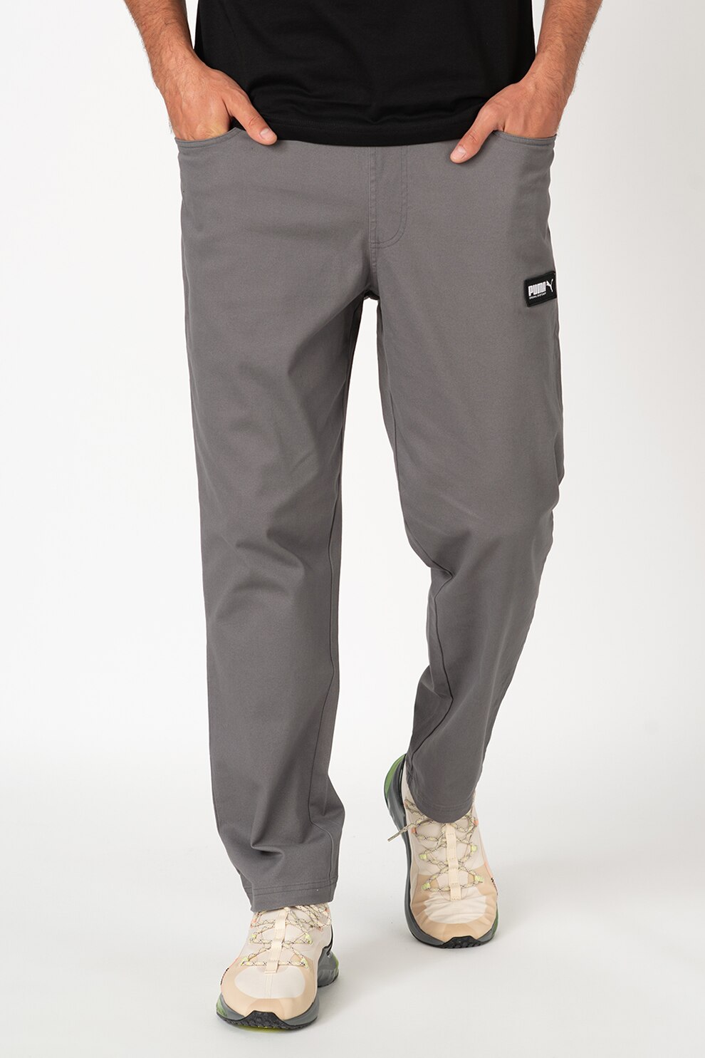 Puma, Pantaloni sport regular Fusion, Gri inchis