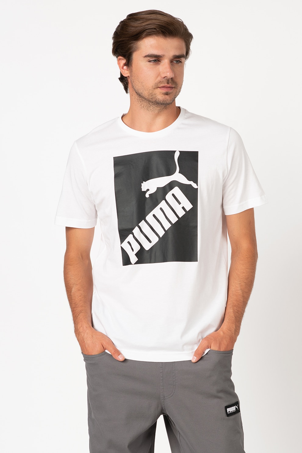 Puma, Tricou regular fit cu imprimeu logo d, Alb, S