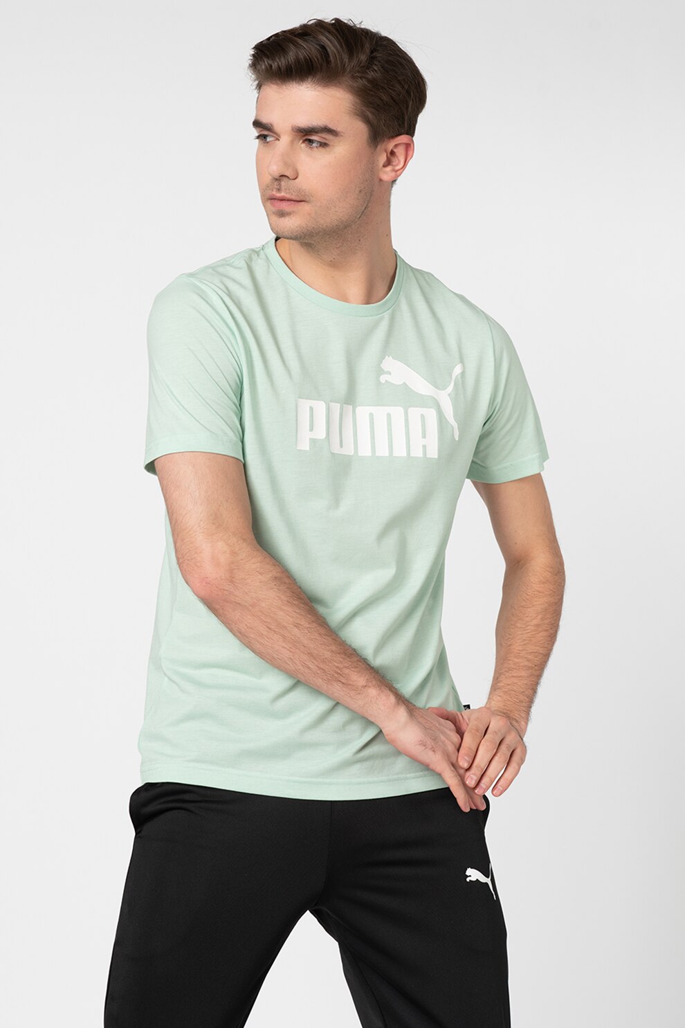 Puma, Tricou cu imprimeu logo Heather, Verde menta
