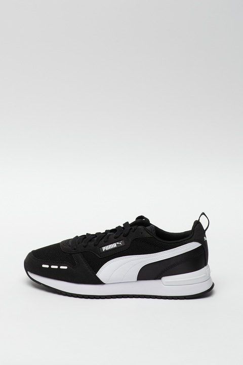 Puma, Pantofi sport din plasa cu aplicatii logo, Negru, 10.5