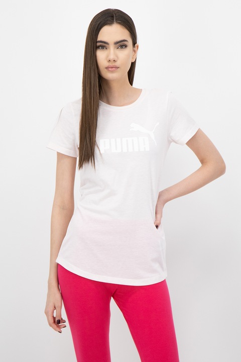 Puma, Тениска ESS+ с лого, Бледо розово, XS