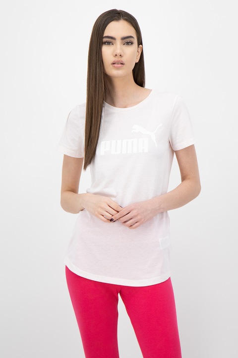 Puma, Тениска ESS+ с лого, Бледо розово, XS