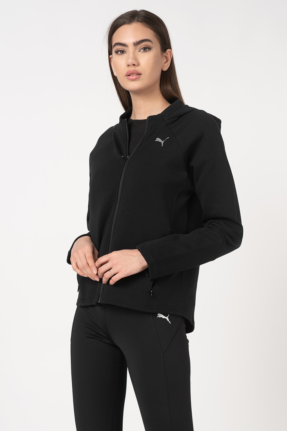 Puma, Hanorac cu fermoar si maneci raglan Evostripe, Negru