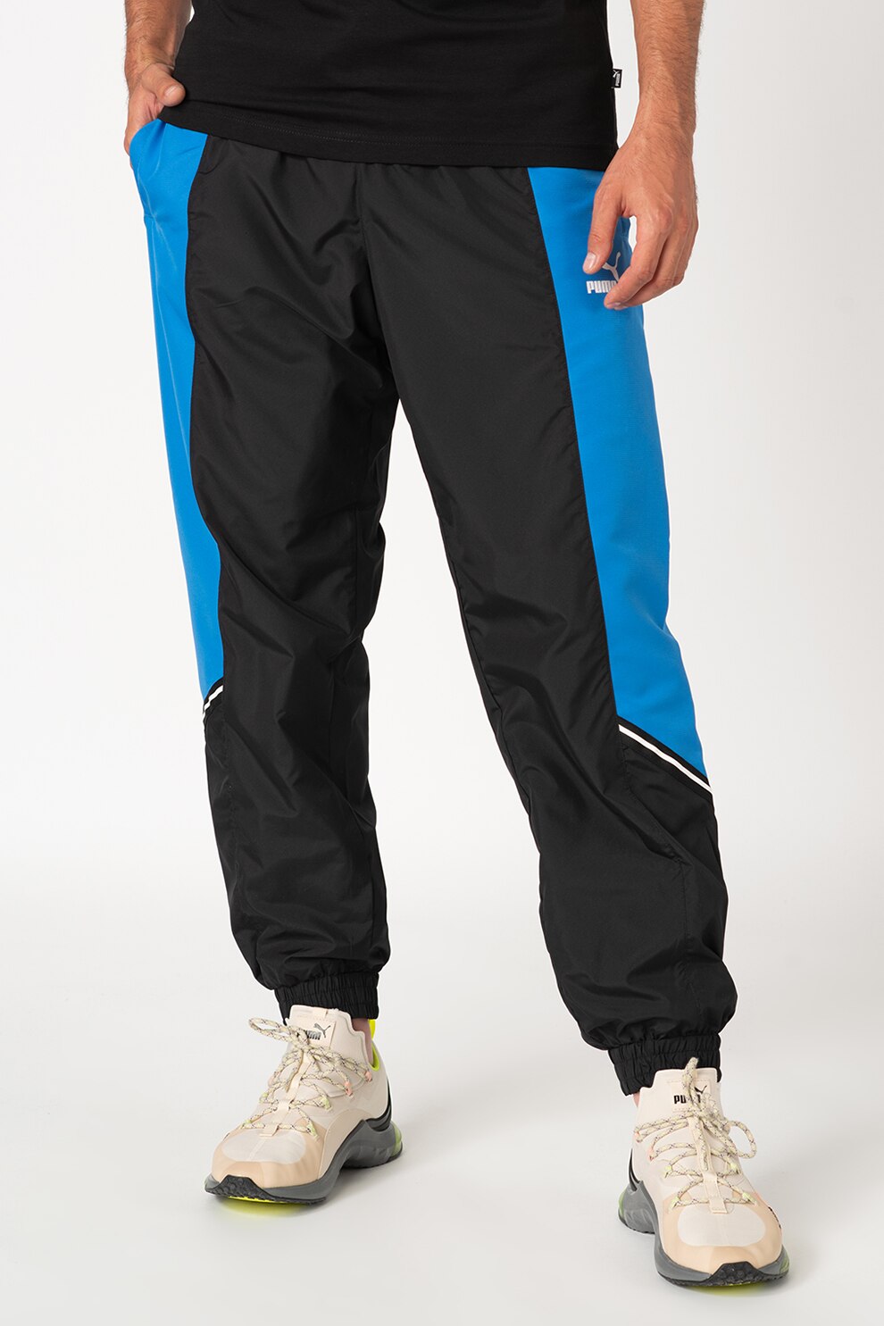 Puma, Pantaloni regular fit, pentru antrenament Tailored For Sport, Negru/Albastru