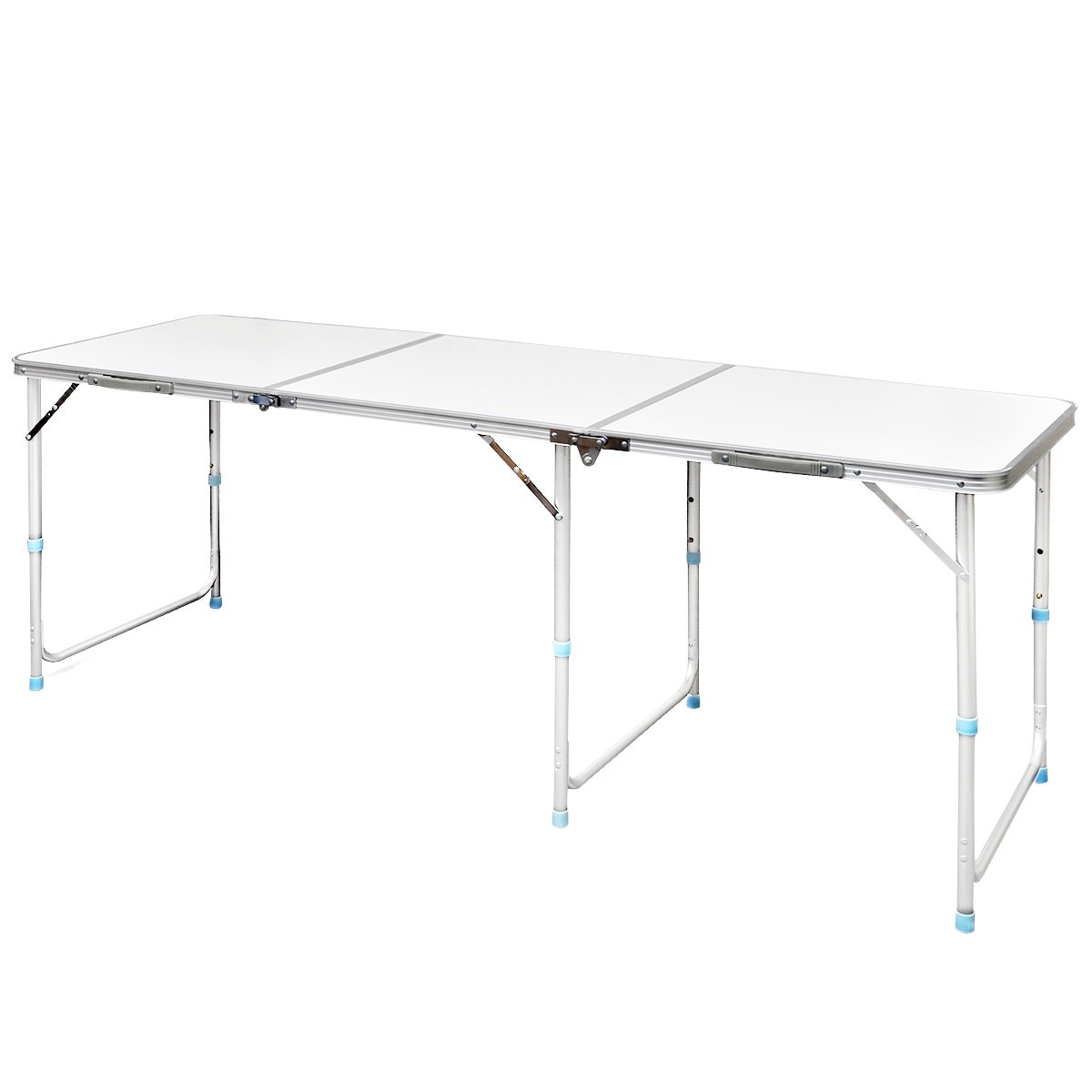 Masa reglabila pentru camping, vidaXL, MDF, 180 x 60 cm, Alb/gri