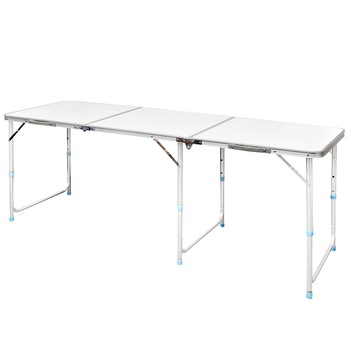 Masa reglabila pentru camping, vidaXL, MDF, 180 x 60 cm, Alb/gri Masa reglabila pentru camping, vidaXL, MDF, 180 x 60 cm, Alb/gri