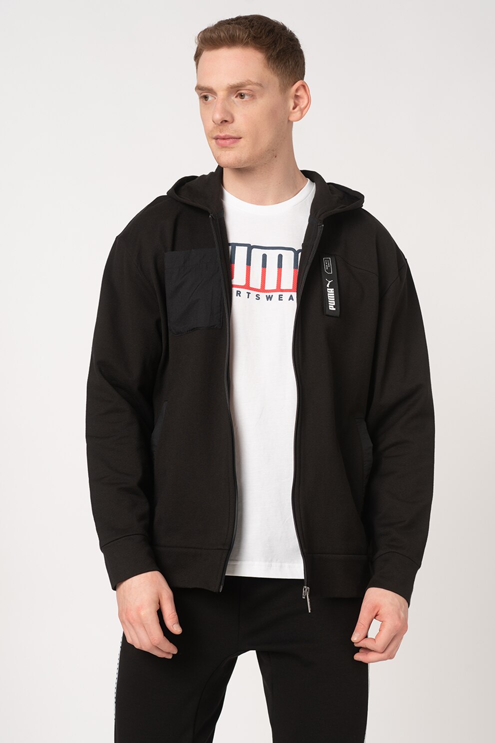 Puma, Hanorac cu buzunar pe piept Nu-Tility FZ, Negru, XS