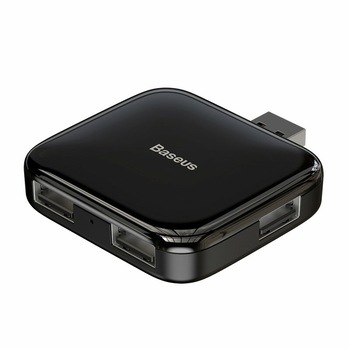 Hub Baseus Fully Folded Portable 4-in-1 Micro-USB/4xUSB With Power Supply, negru Hub Baseus Fully Folded Portable 4-in-1 Micro-USB/4xUSB With Power Supply, negru