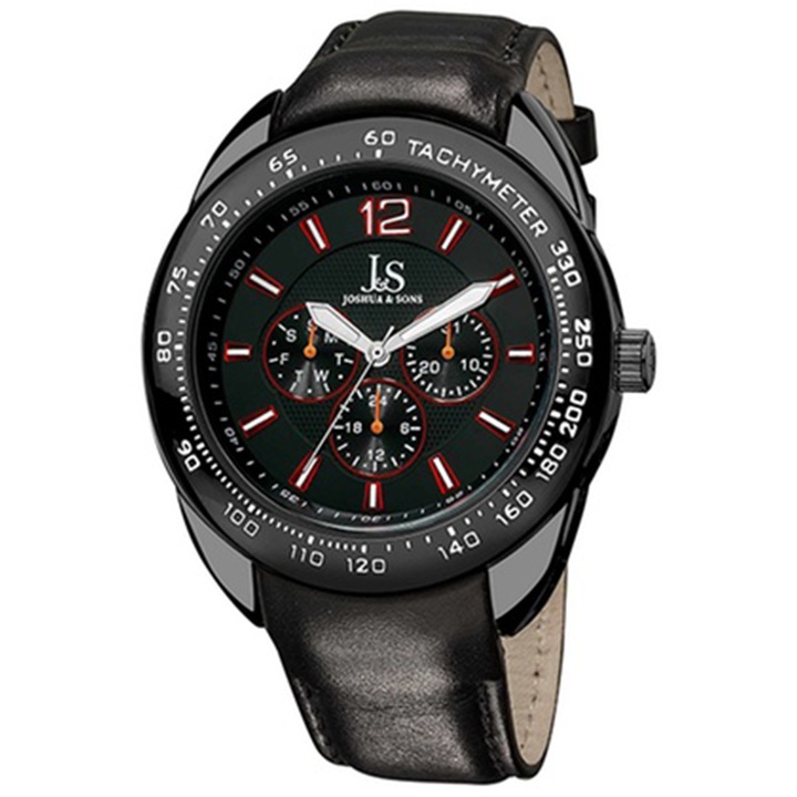 Мъжки многофункционален кварцов часовник Joshua & Sons JS-45-BK, Черен, 16201125, 11-26-719