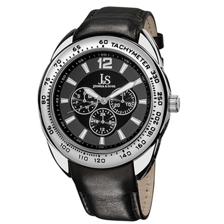 Мъжки многофункционален кварцов часовник Joshua & Sons JS-45-GY, Черно/сребристо/сиво, 16212743-10 11-26-727