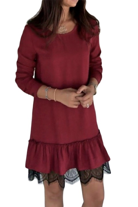Рокля бордо с дантела, Eviza, бордо, размер XL