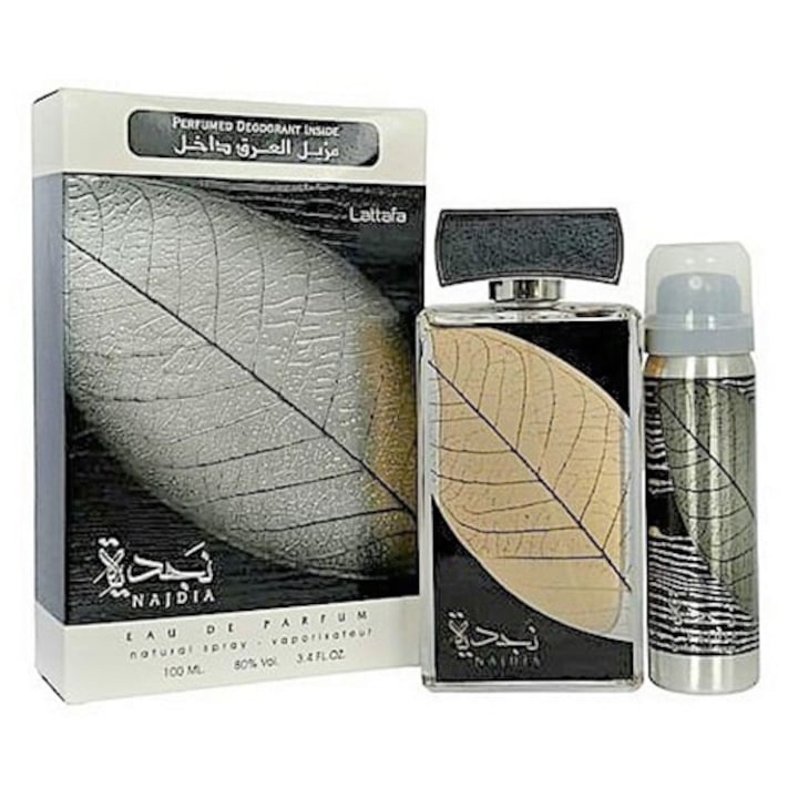 Lattafa Najdia parfüm készlet, Uniszex, EDP, 100ml + Dezodor spray, 50ml