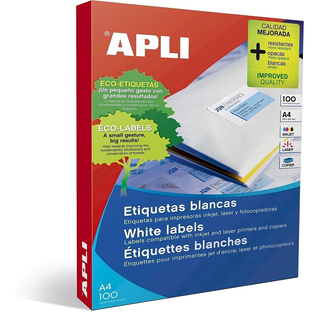 Etichete autoadezive Apli A4, 105x37mm,1600 buc, 100 coli/top