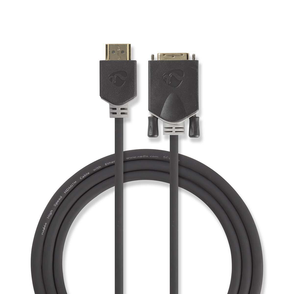 Cablu HDMI - DVI-D 24+1-Pini tata 2m anthracit, Nedis