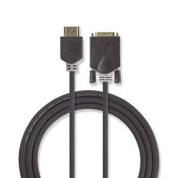 Cablu HDMI - DVI-D 24+1-Pini tata 2m anthracit, Nedis Cablu HDMI - DVI-D 24+1-Pini tata 2m anthracit, Nedis