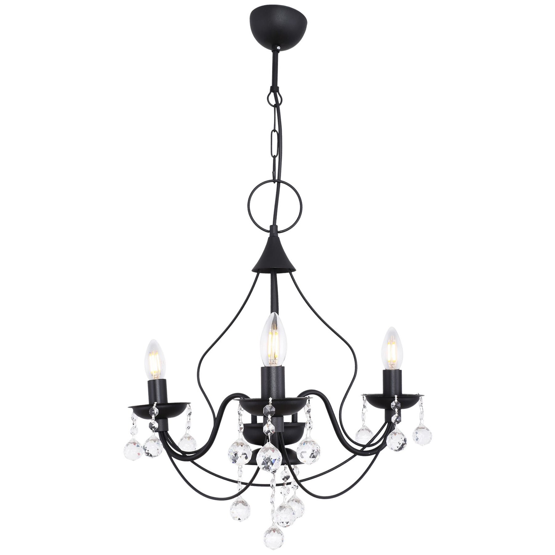 Lustra Gunce, 3 becuri, Begusa, E 14, 60 W, Negru