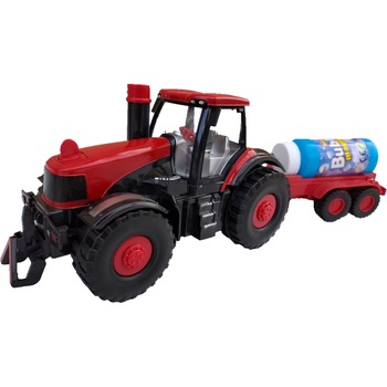 Tractor pentru Copii, MalPlay, Happy Farmer Car, cu Remorca, Sunete, Lumini, Balonase de Sapun, Rosu/Negru Tractor pentru Copii, MalPlay, Happy Farmer Car, cu Remorca, Sunete, Lumini, Balonase de Sapun, Rosu/Negru
