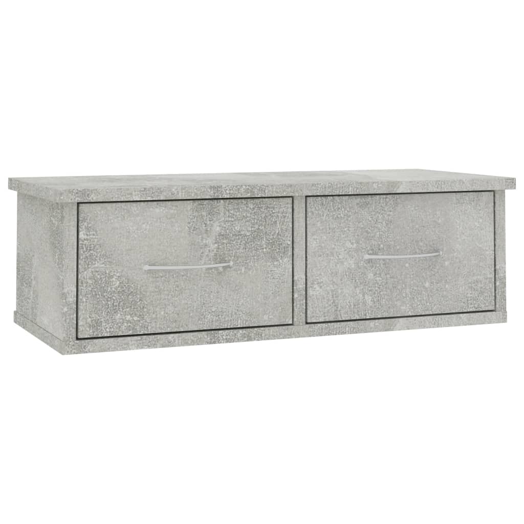 Dulap de perete cu 2 sertare vidaXL, PAL, 60 x 26 x 18.5 cm, Gri beton
