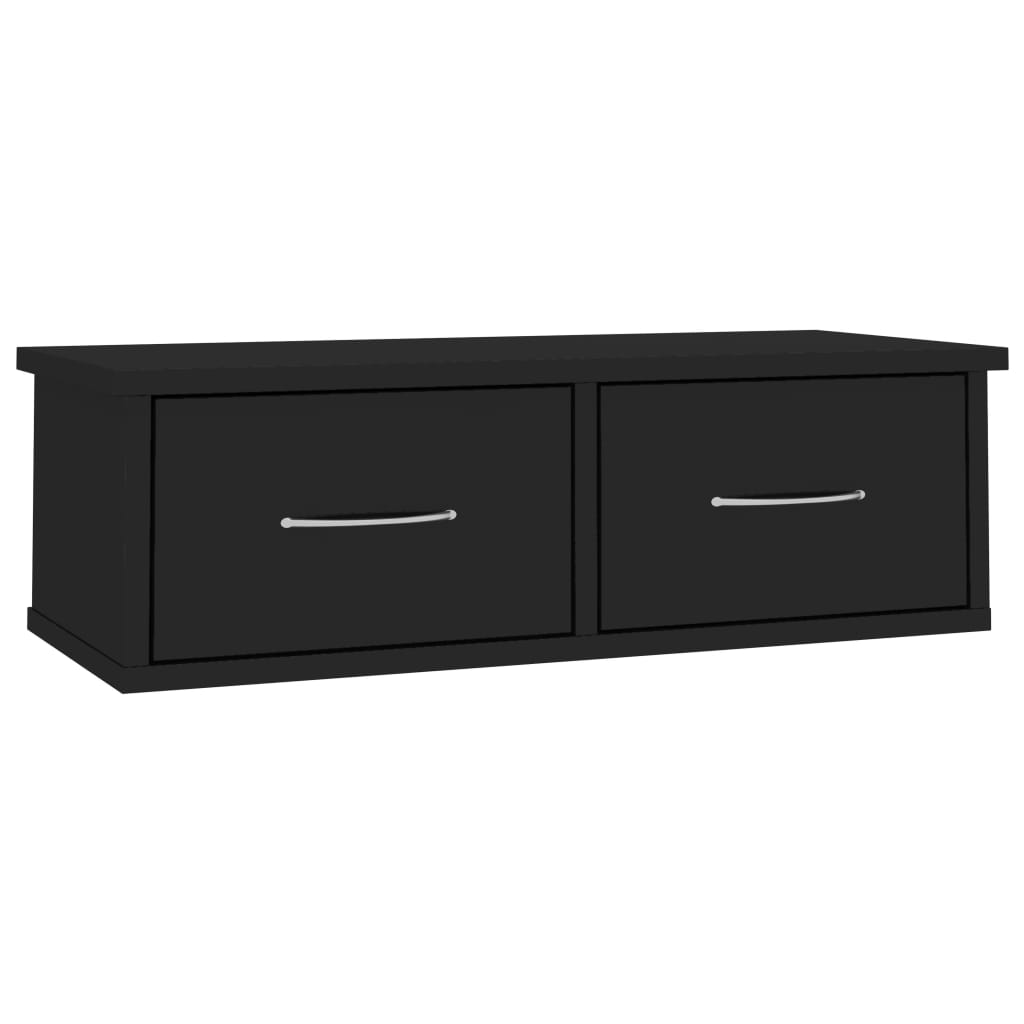 Dulap cu sertare, vidaXL, 60 x 26 x 18,5 cm, PAL extralucios, Negru