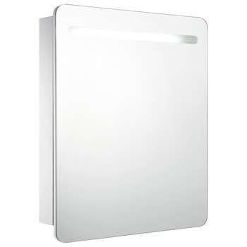 Dulap de baie cu oglinda si LED, vidaXL, MDF, 68 x 11 x 80 cm, Alb Dulap de baie cu oglinda si LED, vidaXL, MDF, 68 x 11 x 80 cm, Alb