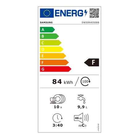 Masina de spalat vase incorporabila Samsung DW50R4050BB/EO, 10 seturi, 6 programe, Clasa F, 45 cm