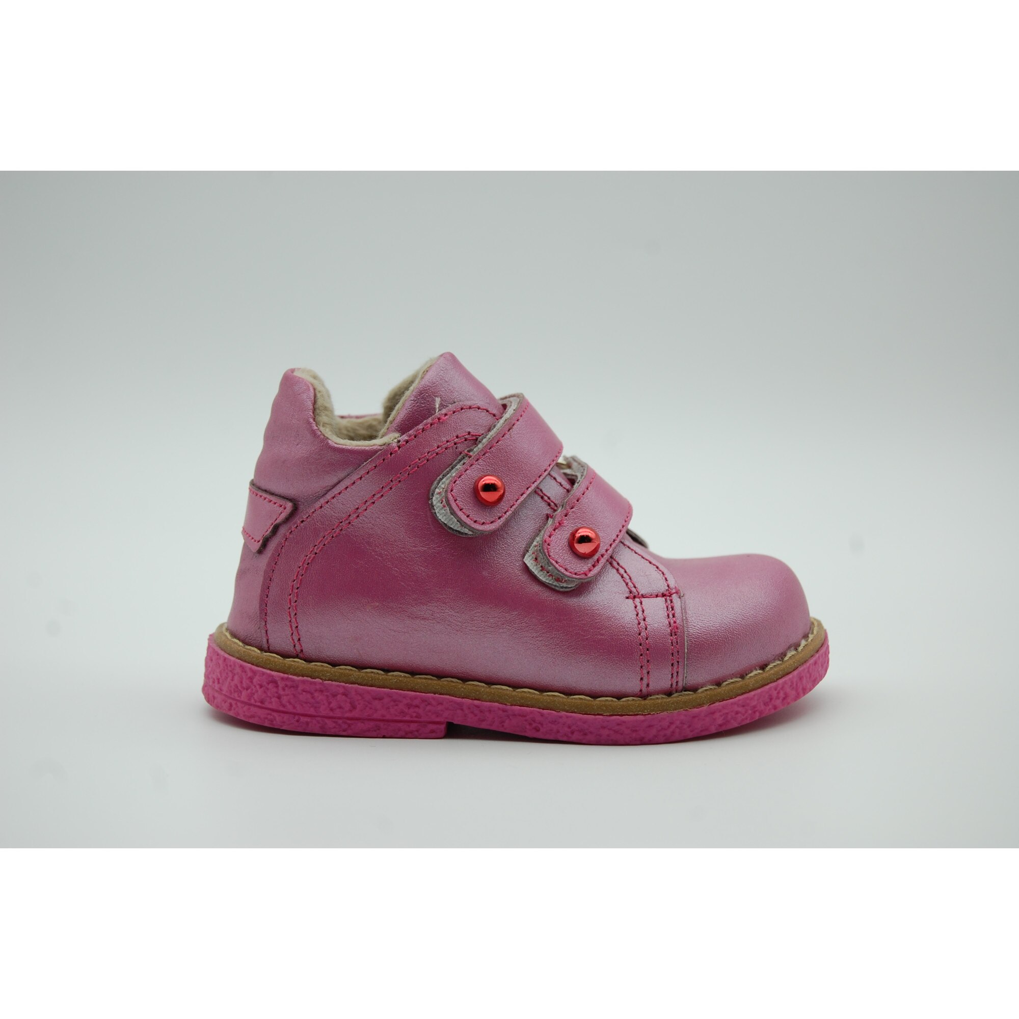 Ghete copii Sibel Bebe EVO1197, ortopedice, piele naturala, imblanite, Roz