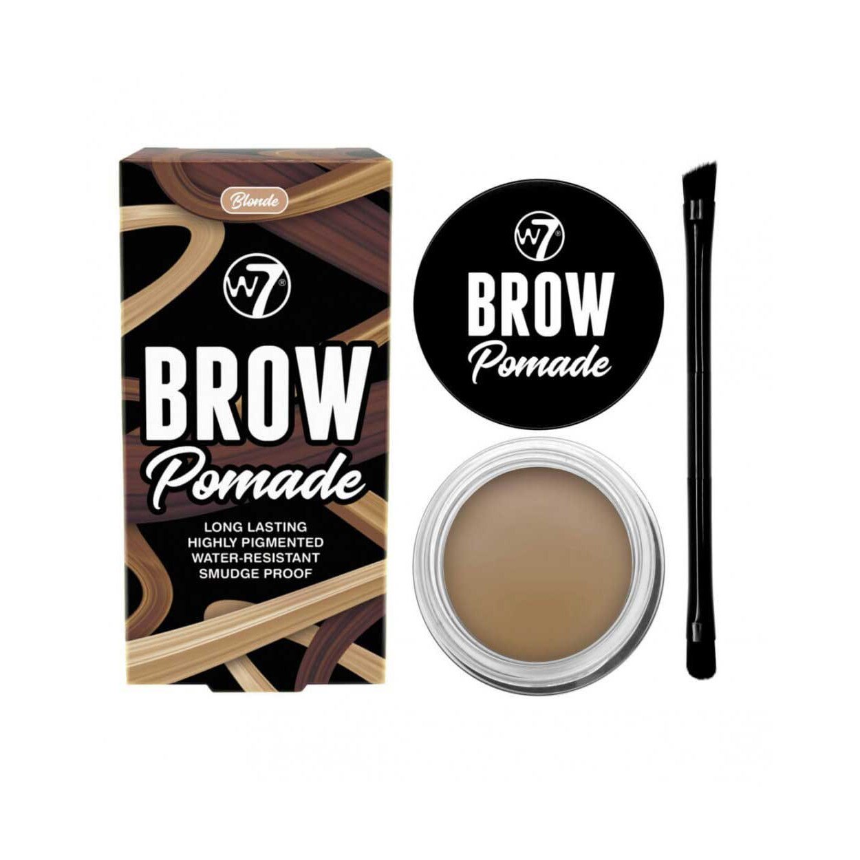 Kit cu Gel pentru Sprancene si Pensula dubla, W7 Brow Pomade, Blonde, 4.25 g