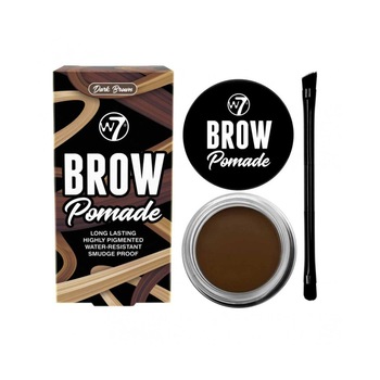 Kit cu Gel pentru Sprancene si Pensula dubla, W7 Brow Pomade, Dark Brown, 4.25 g Kit cu Gel pentru Sprancene si Pensula dubla, W7 Brow Pomade, Dark Brown, 4.25 g