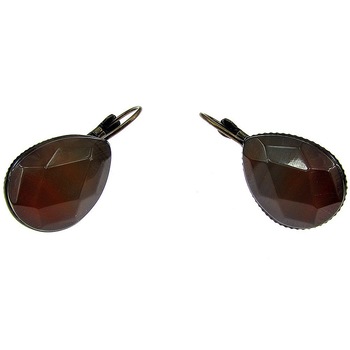 Cercei aliaj bronz cu tortite inchise si carneol fatetat Cercei aliaj bronz cu tortite inchise si carneol fatetat