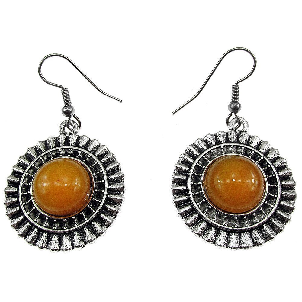 Cercei candelabru model raze cu jad galben