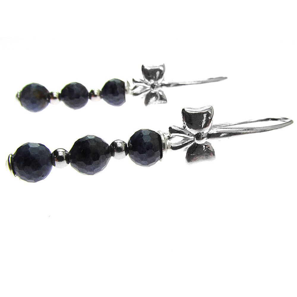 Cercei argint lungi cu safir natural