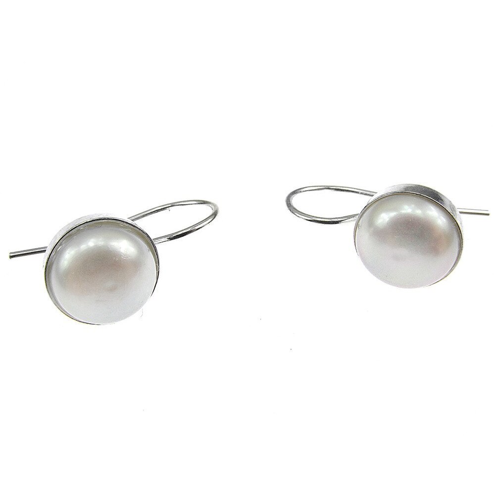 Cercei argint clasici cu perle de cultura albe 8 MM, GlamBazaar