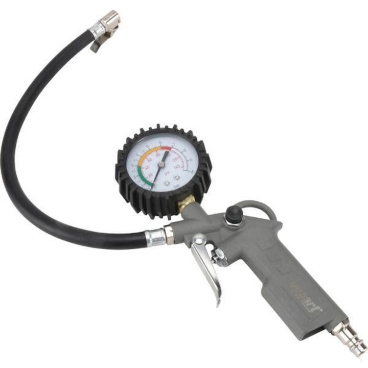 Pistol cu manometru + 2m furtun, pentru anvelope