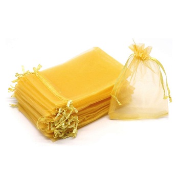 Saculeti organza dreptunghiulari 12x17cm (set 100 buc) - Auriu Saculeti organza dreptunghiulari 12x17cm (set 100 buc) - Auriu