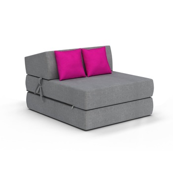 Saltea pliabila pentru copii/adolescenti tip fotoliu Spij zdrowo Alex, Gri deschis/Roz Saltea pliabila pentru copii/adolescenti tip fotoliu Spij zdrowo Alex, Gri deschis/Roz