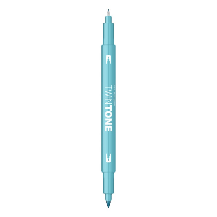 Marker Dual TwinTone Tombow 74 Aqua, albastru aqua