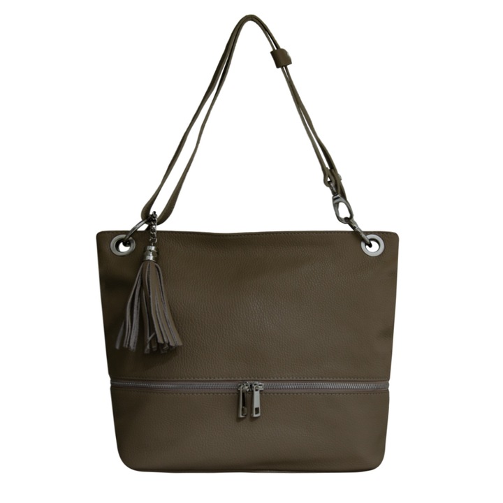 Eva Bags női valódi bőr táska, rubinvörös bézs