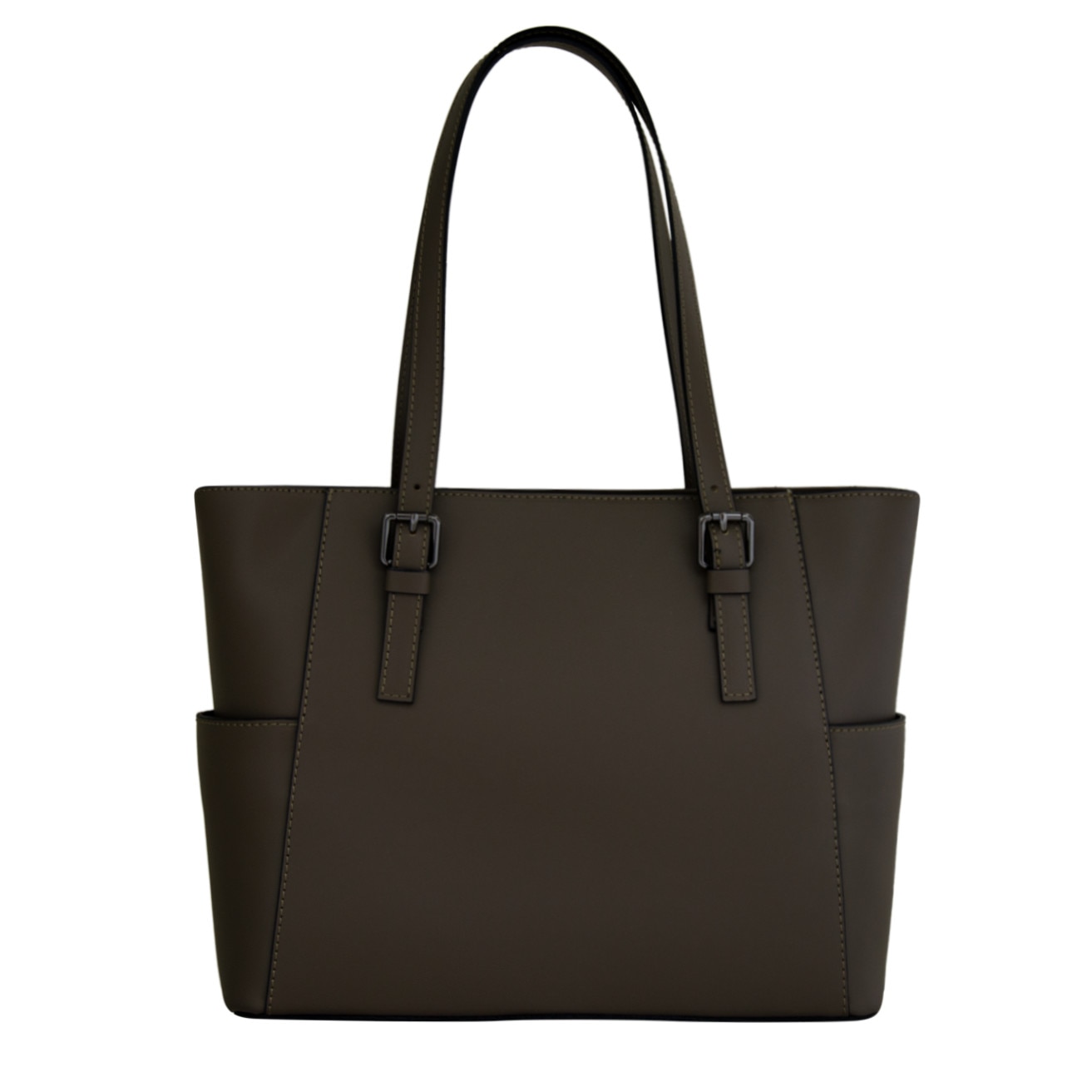 Geanta office de dama din piele naturala Eva Bags, Amber taupe inchis