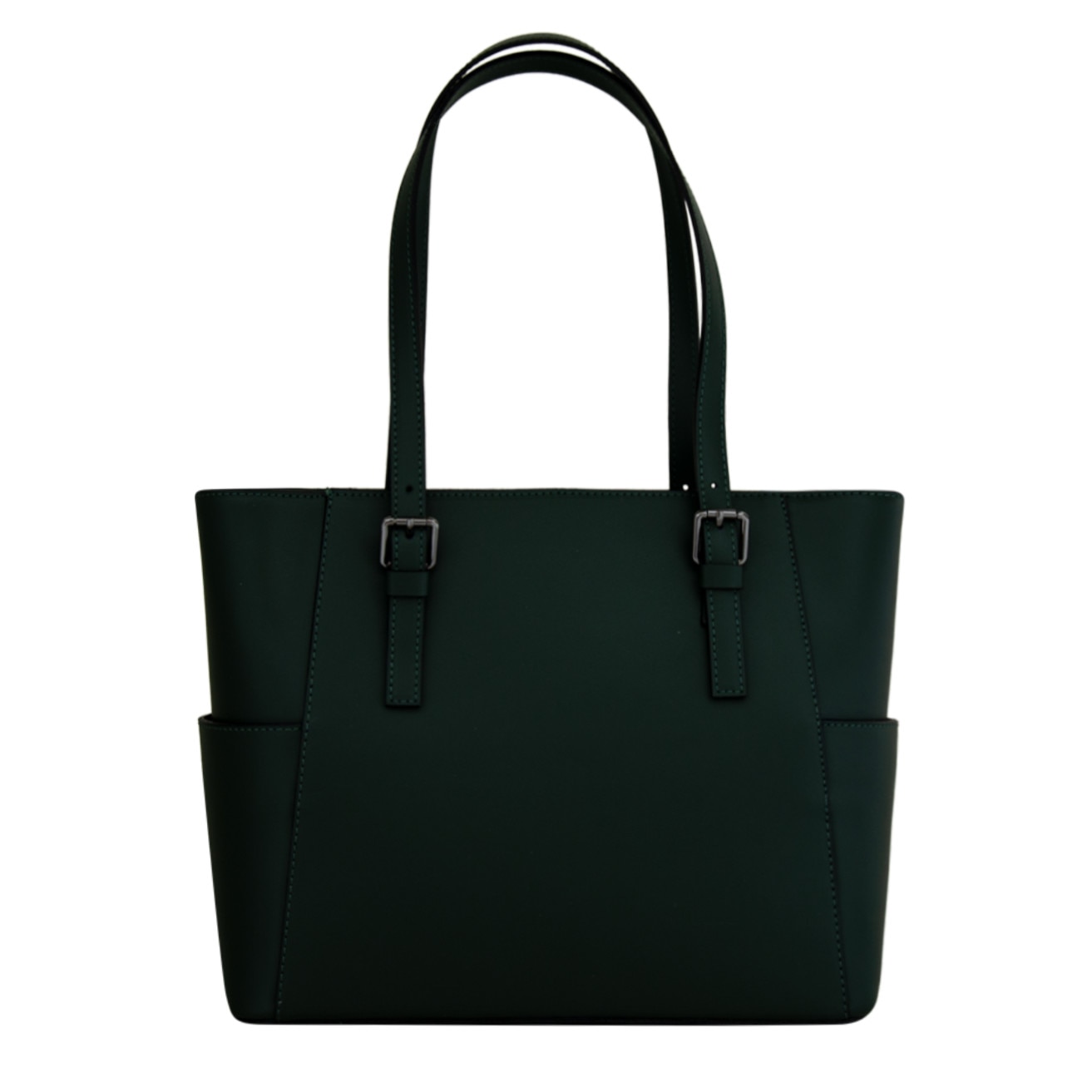 Geanta office de dama din piele naturala Eva Bags, Amber verde inchis