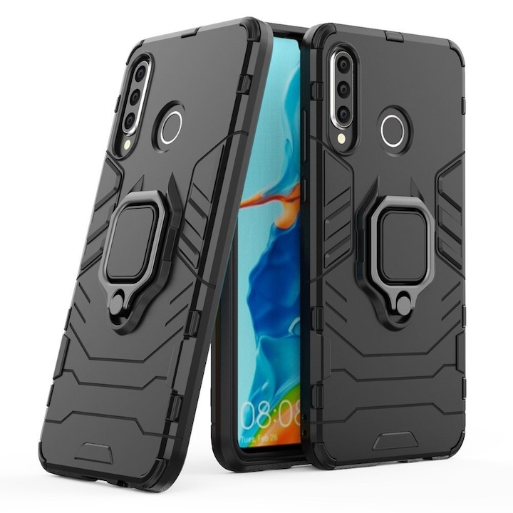Калъф за телефон Ring Armor Case Kickstand Tough Rugged за Huawei P30 Lite, черен