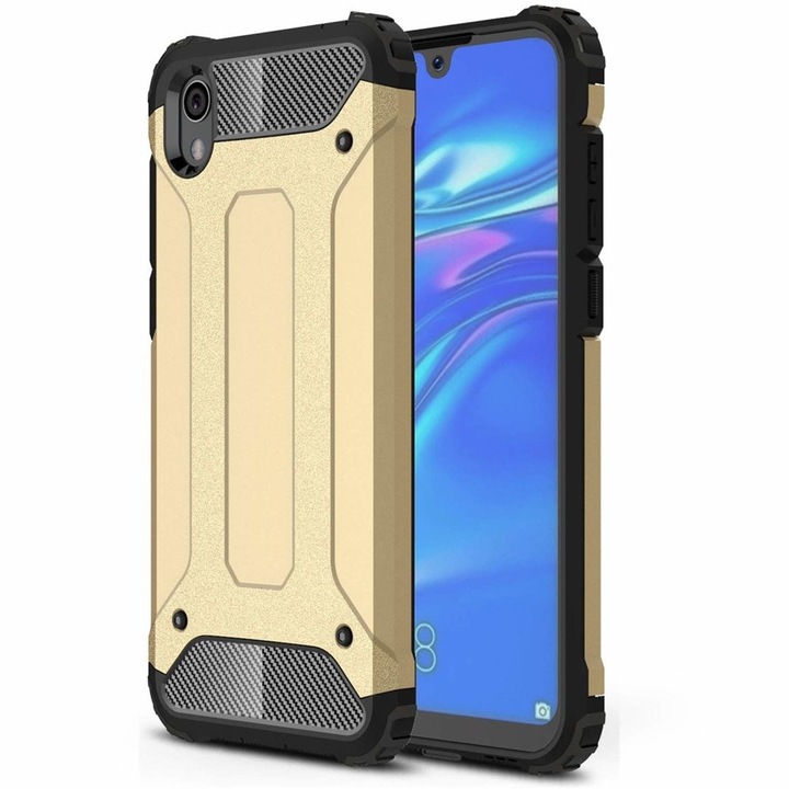 Hybrid Armor telefontok kemény bordázott védőtok Huawei Y5 2019 / Honor 8S arany