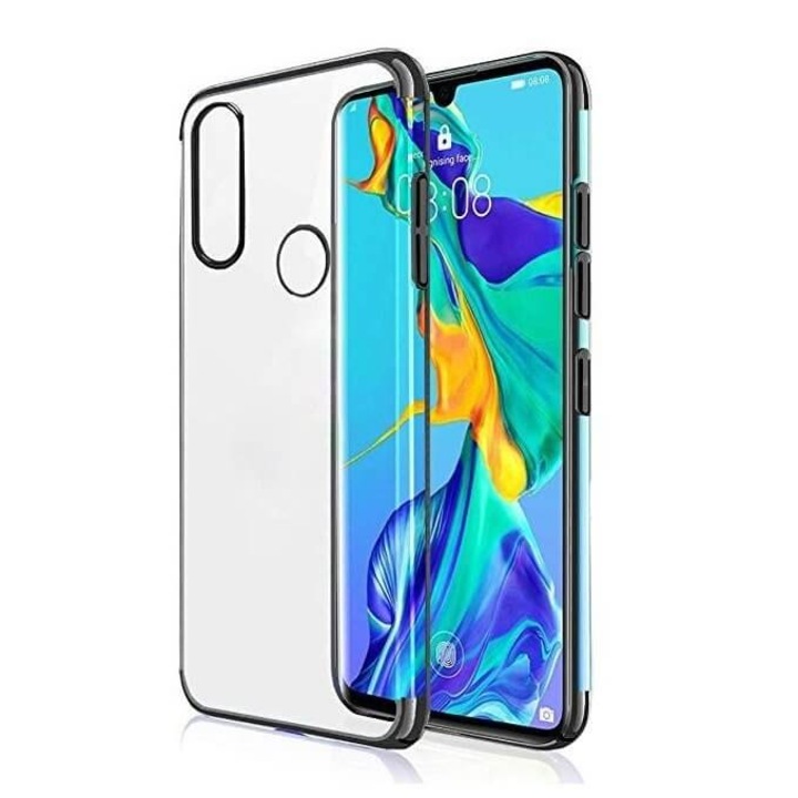 Husa Huawei P30 Lite, Clear Color Electroplating, Negru