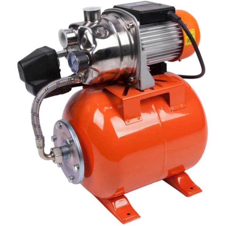 EvoSanitary Házi vízmű, hidrofor tartállyal, rozsdamentes acél szivattyú, 800 W, 22 literes tartály, 53 l/perc