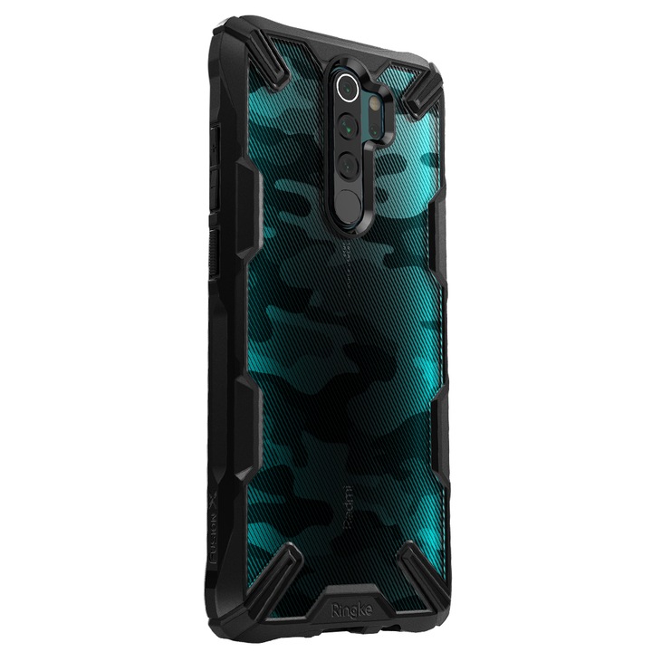 Protector Ringke Fusion X Design, Xiaomi Redmi Note 8 Pro-hoz, álcázás átlátszó / fekete