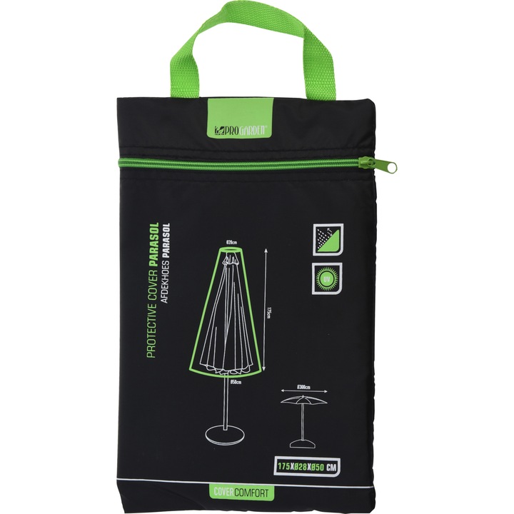 Защитно покривало Progarden, За чадър, 175x28-50 см, Черно