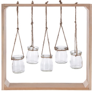 Decoratiune Koopman, 5 borcane, 38x38 cm, suport lemn Decoratiune Koopman, 5 borcane, 38x38 cm, suport lemn