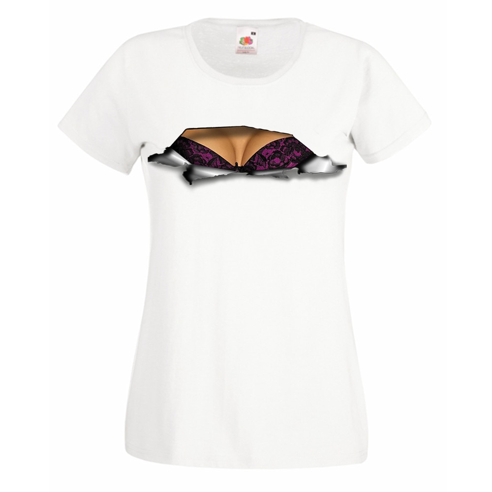 Tricou dama personalizat Fruit of the loom, alb, ruptura, M