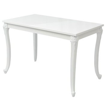 Masa de bucatarie, vidaXL, MDF si plastic, 116 x 66 x 76 cm, Alb Masa de bucatarie, vidaXL, MDF si plastic, 116 x 66 x 76 cm, Alb