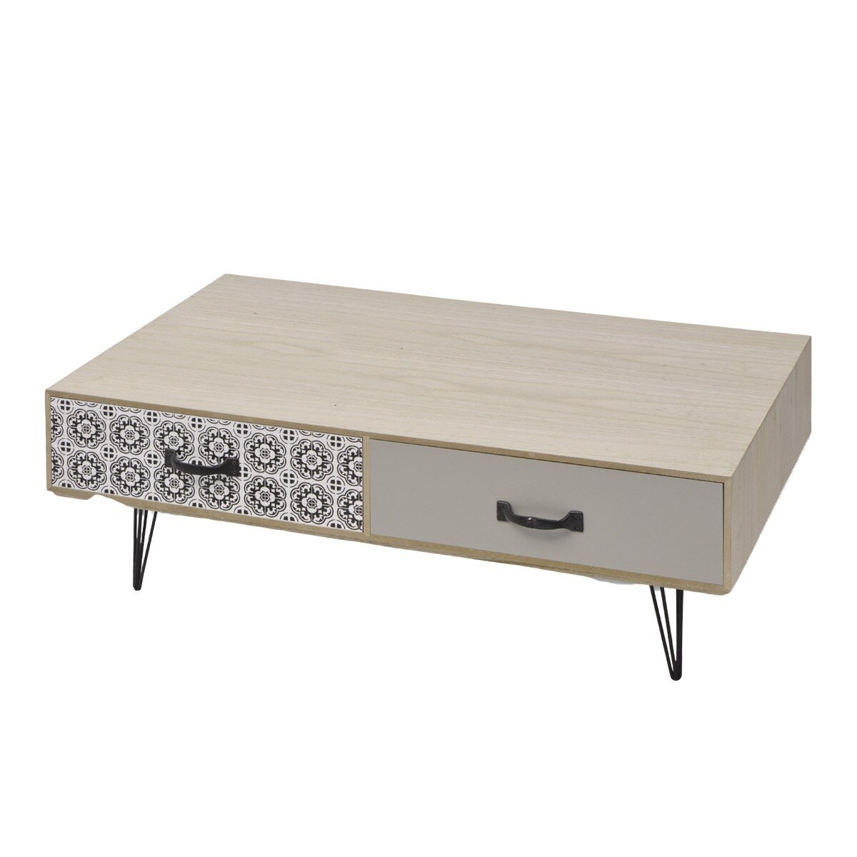 Masuta cafea cu 2 sertare, vidaXL, MDF, 100 x 60 x 35 cm, Bej