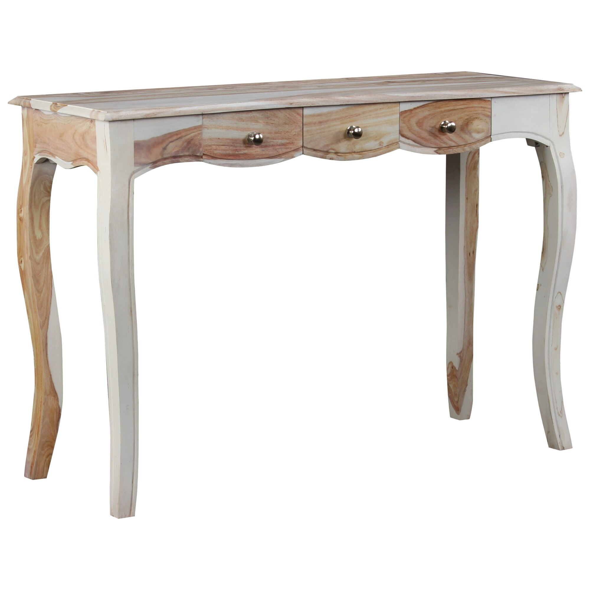 Masa consola cu 3 sertare, vidaXL, Alb, Palisandru, 110x40x76 cm